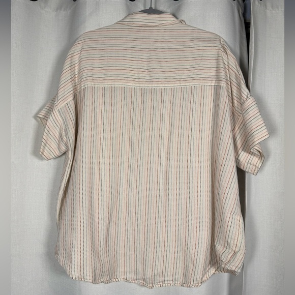 Madewell Courier White Shirt in Stitched Rainbow Stripe XL - Picture 6 of 10